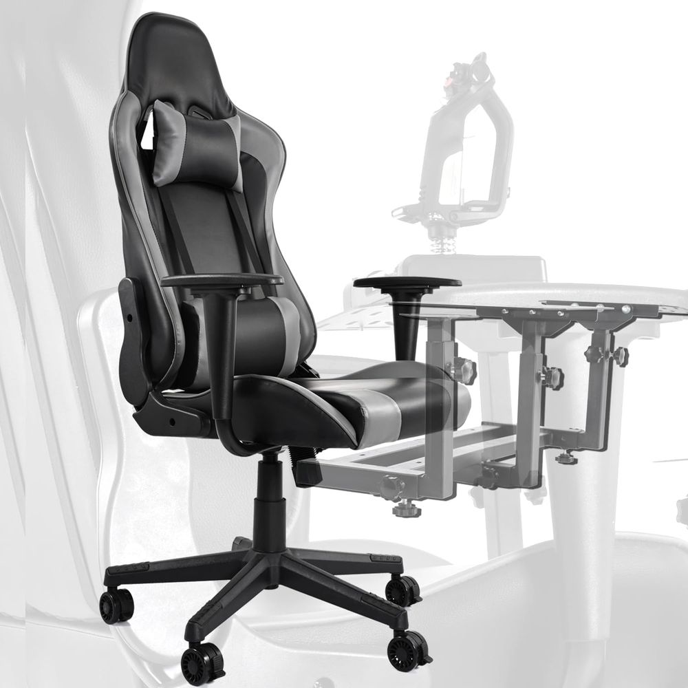 Gaming Chair - Hoge rugleuning verstelbare gamingstoel met lendensteun,