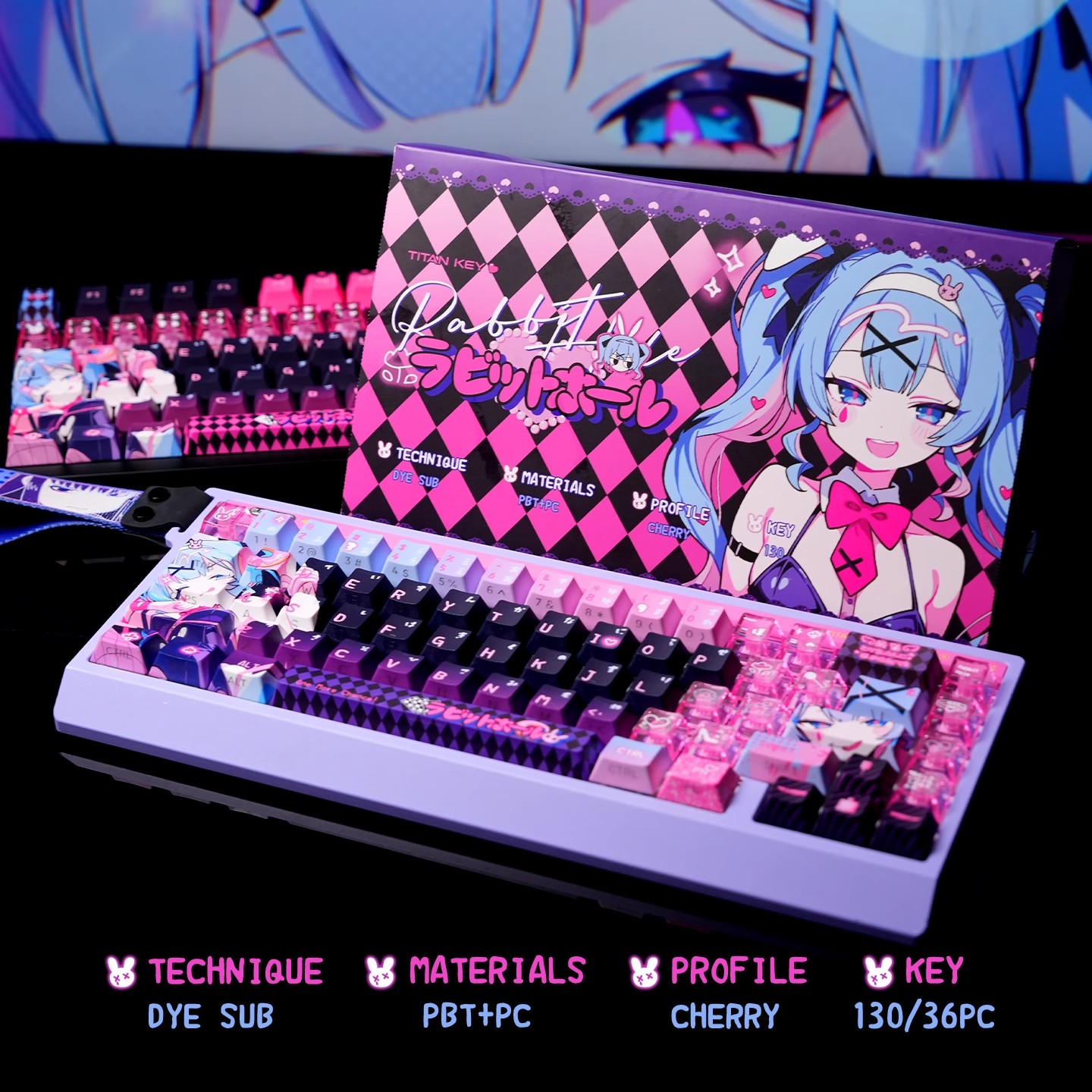 Pc Gaming Set - Anime Rabbit Hole Thema Aangepaste Keycaps