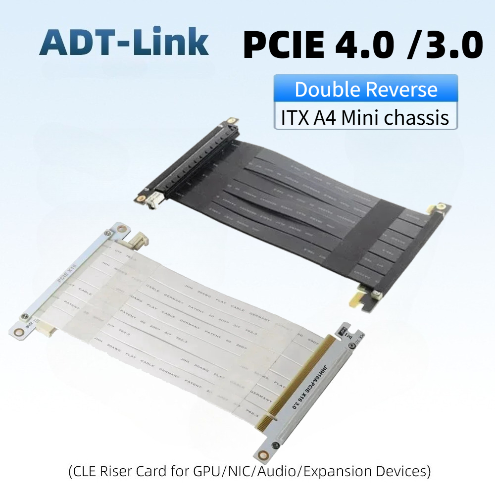 Pcie Riser Cable - Zwart-witte dubbele reverse grafische kaart verlengkabel