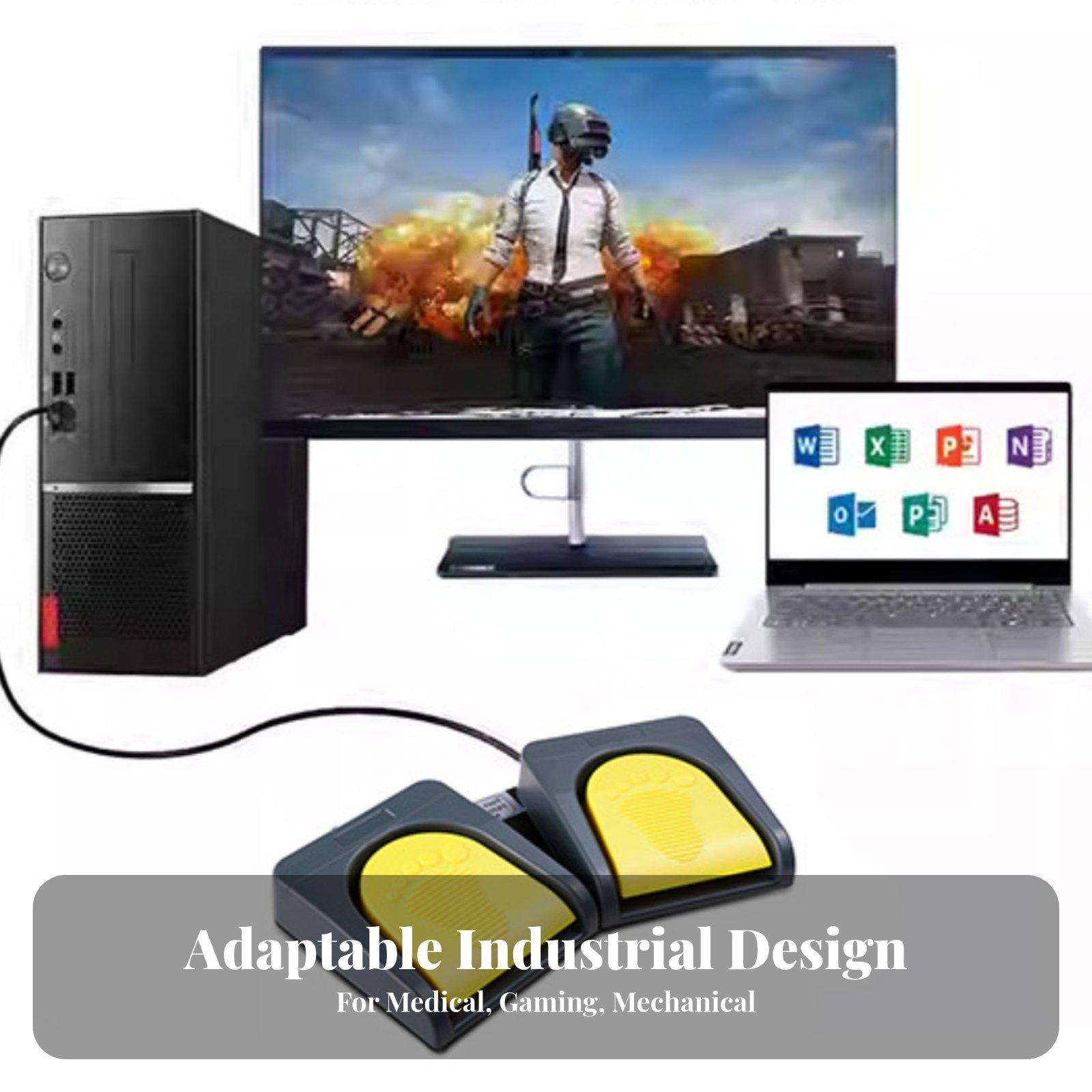 Usb Foot Pedal Gaming - USB-voetpedaal met metalen basis, twee functies,