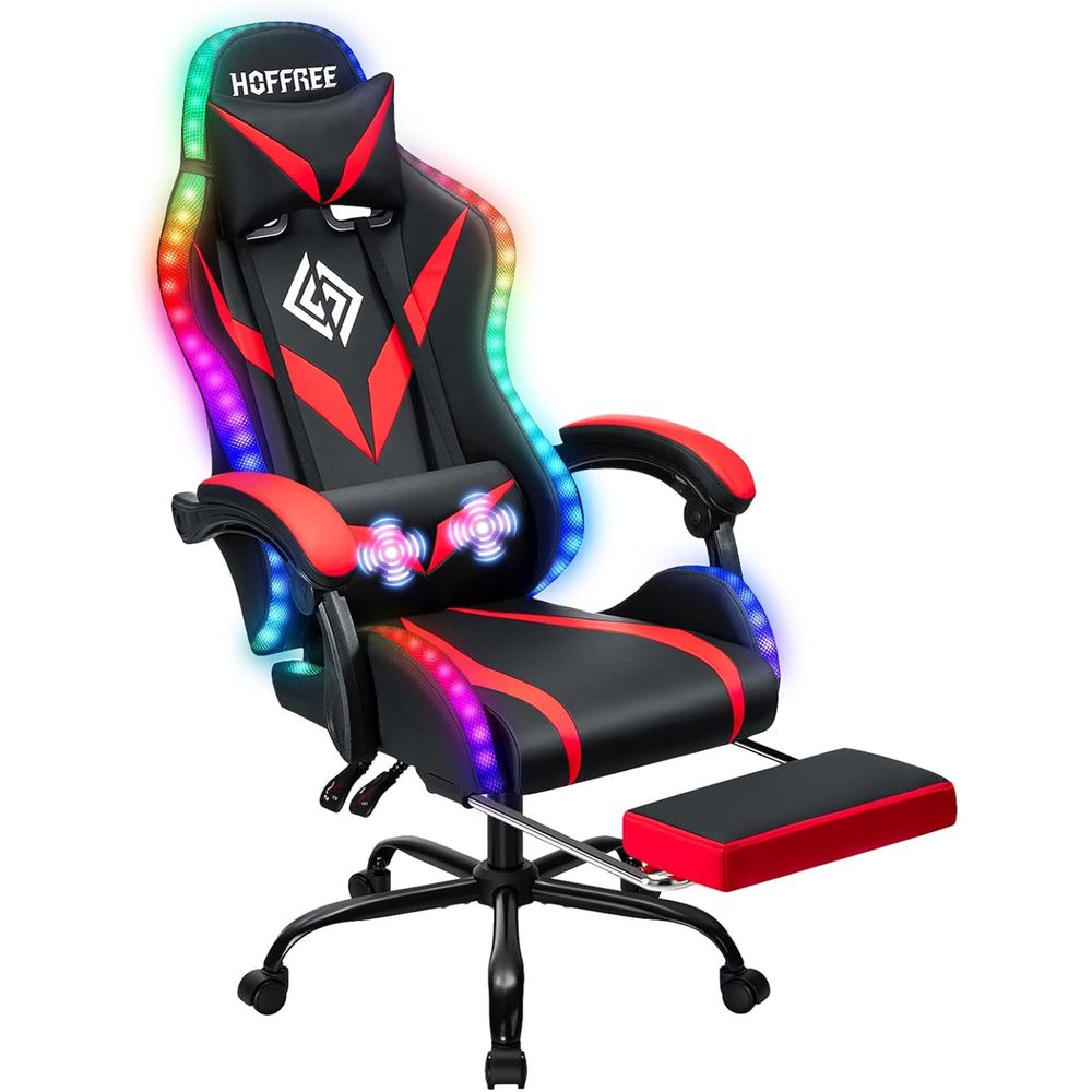Gaming Chair - Ergonomische gamingstoel met hoge rugleuning, massage,