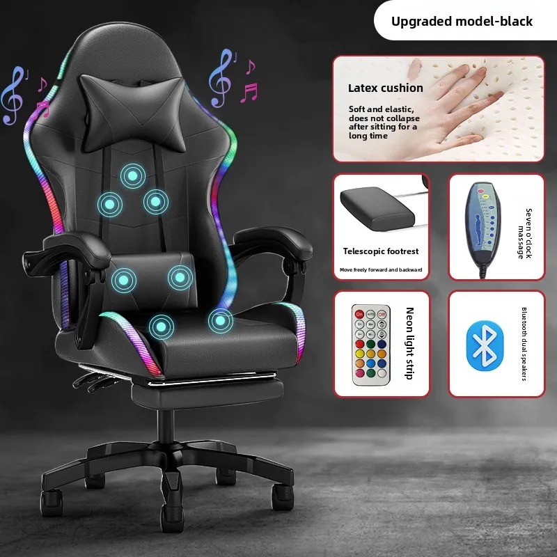 Gaming Chair - Verlichting Bluetooth-luidspreker LED-display Gamingstoel Ankerstoel Massagestoel
