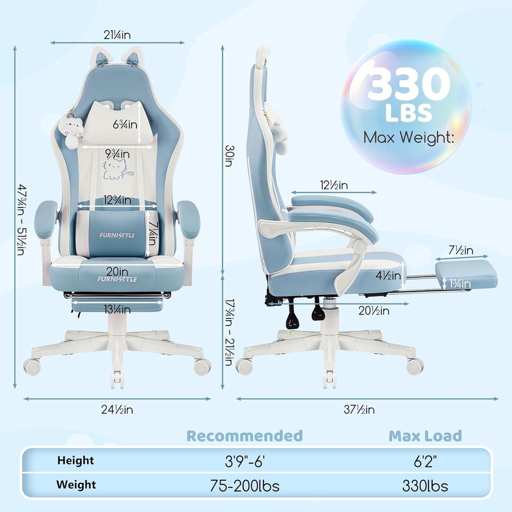 Ergonomische blauw/witte gamin - Gaming Chair recensie en prijs