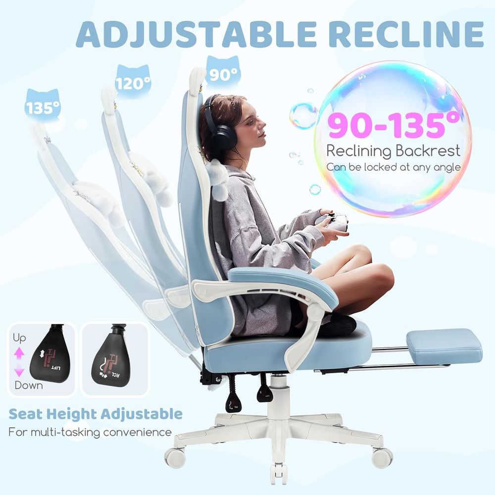 Ergonomische blauw/witte gamin - Gaming Chair recensie en prijs